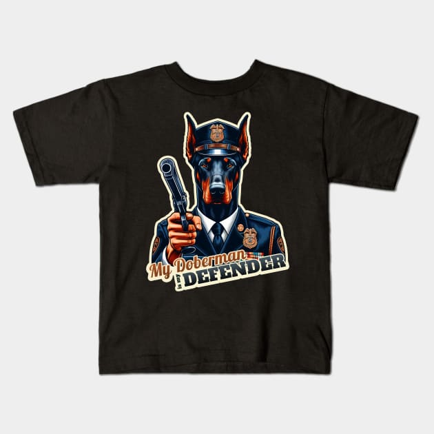 Doberman Police Kids T-Shirt by k9-tee